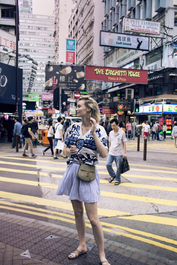 embroidered-shirt-striped-mini-skirt-hong-kong-streets-drew-bag