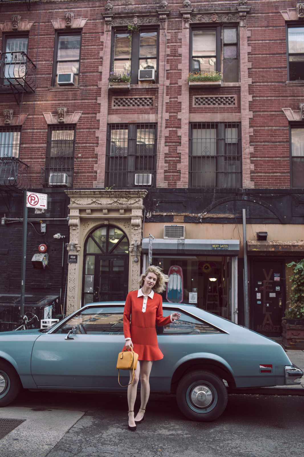 chloe-see-by-red-detail-blue-car-dress-chloe-heels-pontiac-mark-cross-sixties