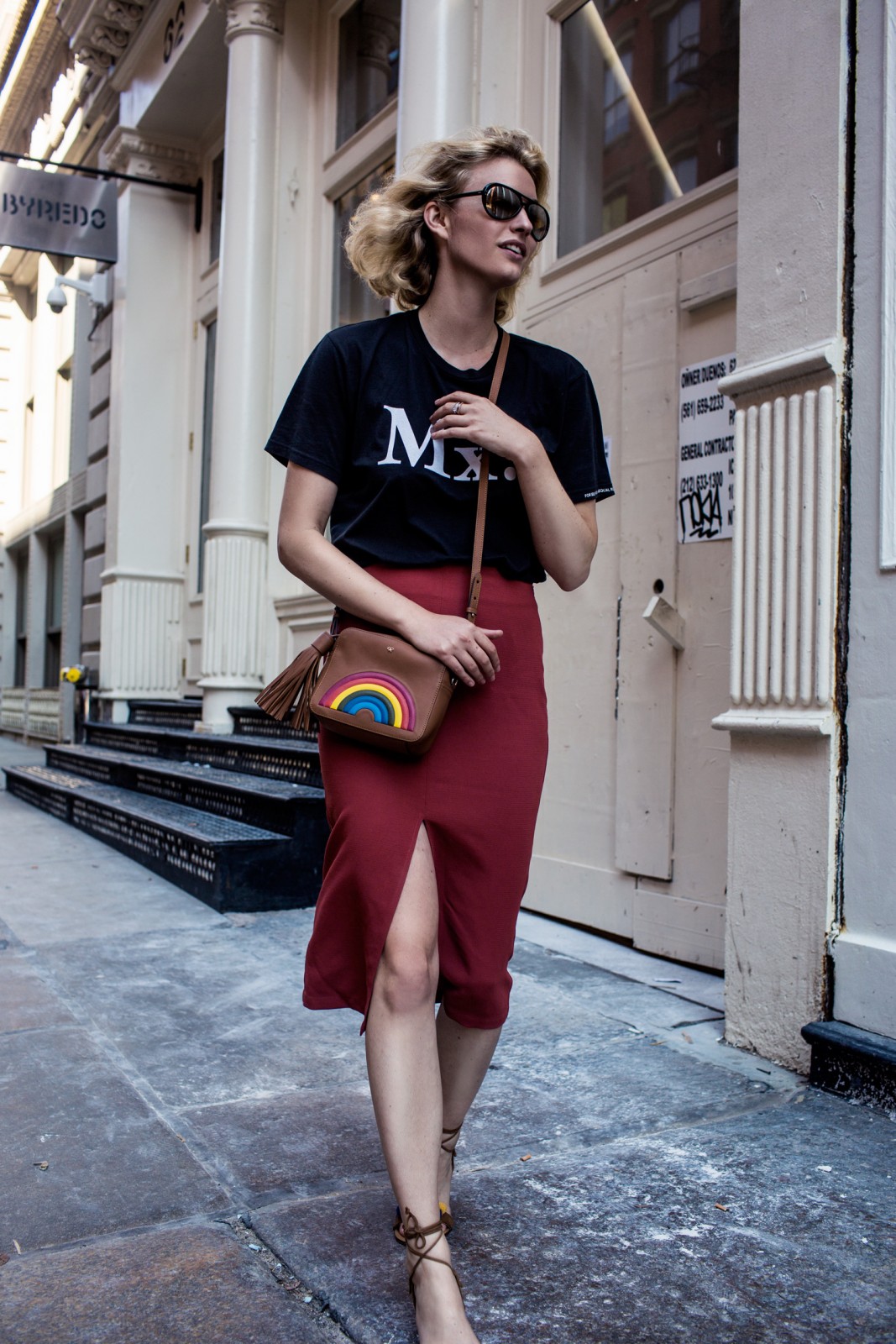 farfetch mom jeans lower east side with crossbody handbag