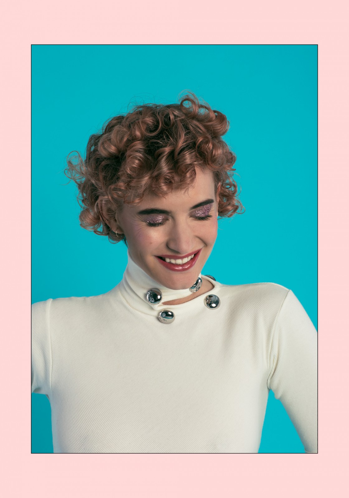rose pink hair curly